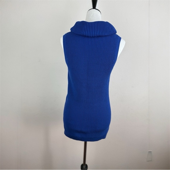 Talbots Women's Blue Sleeveless Turtleneck Sweater Tunic Top Size S Cotton Blend - Picture 4 of 10